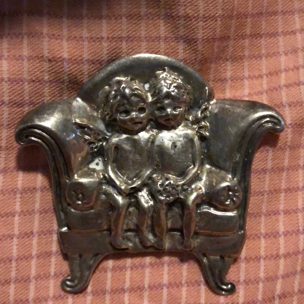Sterling Silver 3 Dimensional Broochchildren On C… - image 1